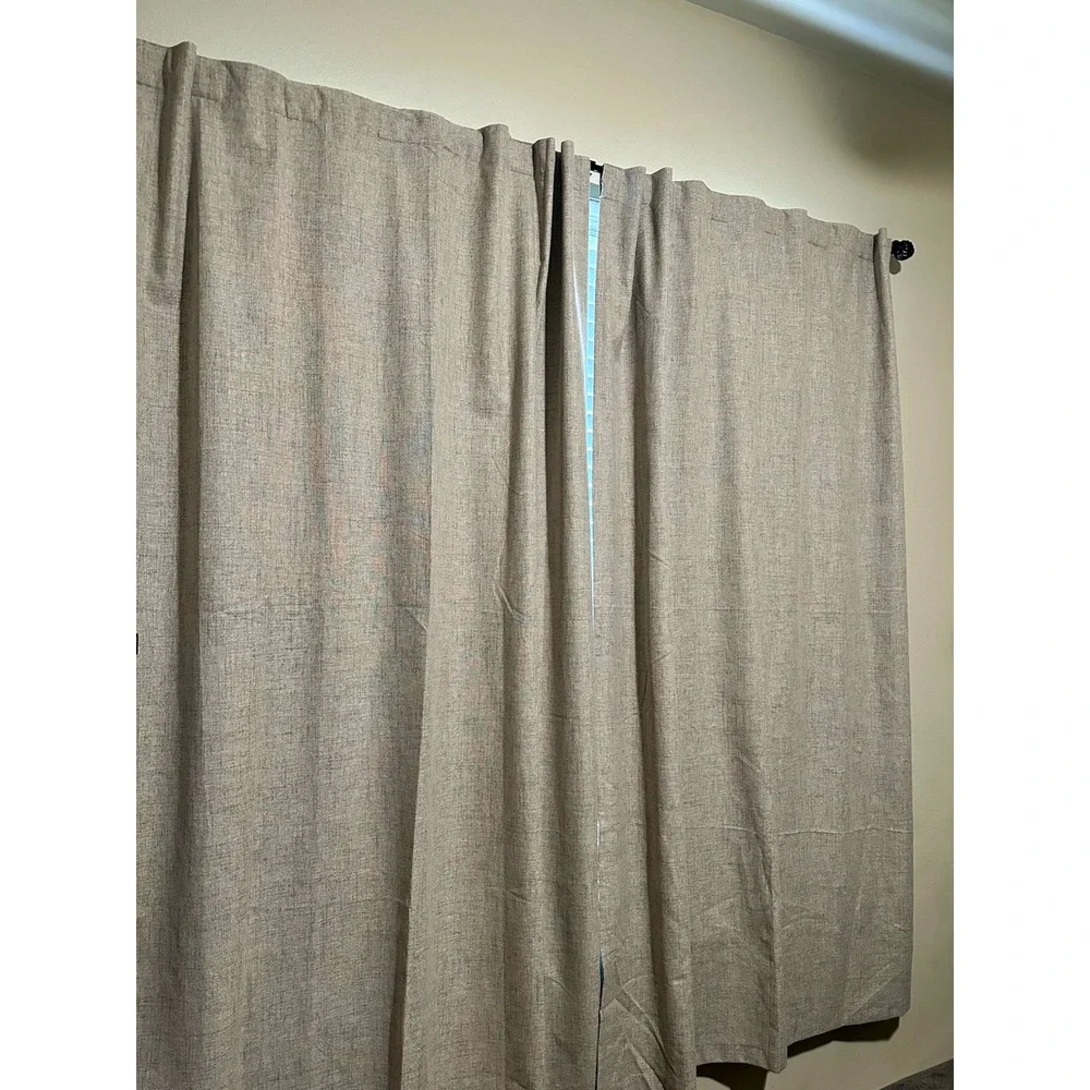 Gray Rod Pocket Curtain Panel 52x82 Light Filtering Solid Polyester Modern